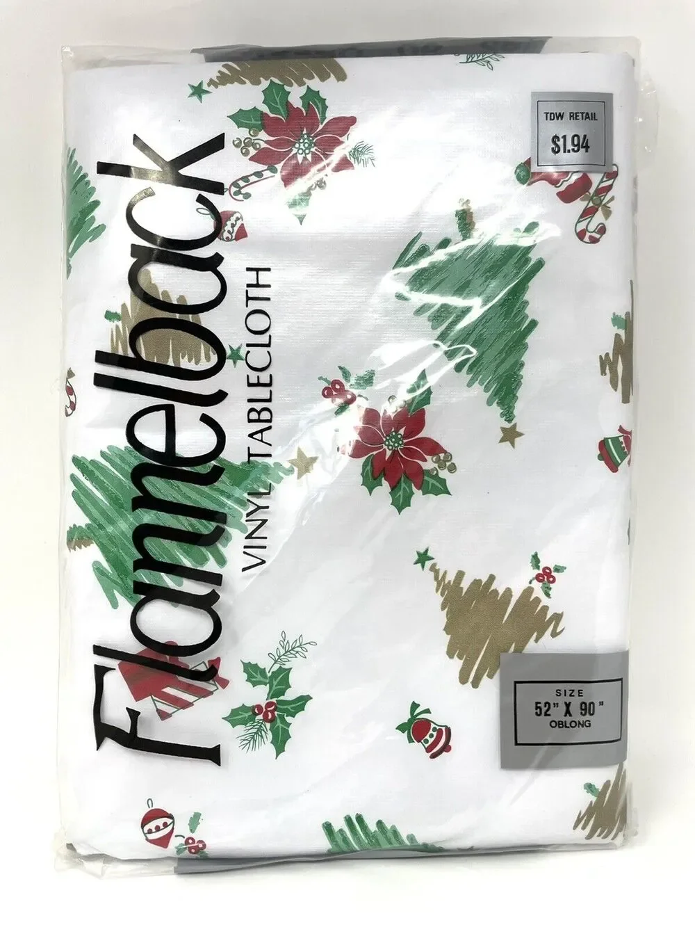 Vintage Vinyl Flannel Back Tablecloth Oblong 52